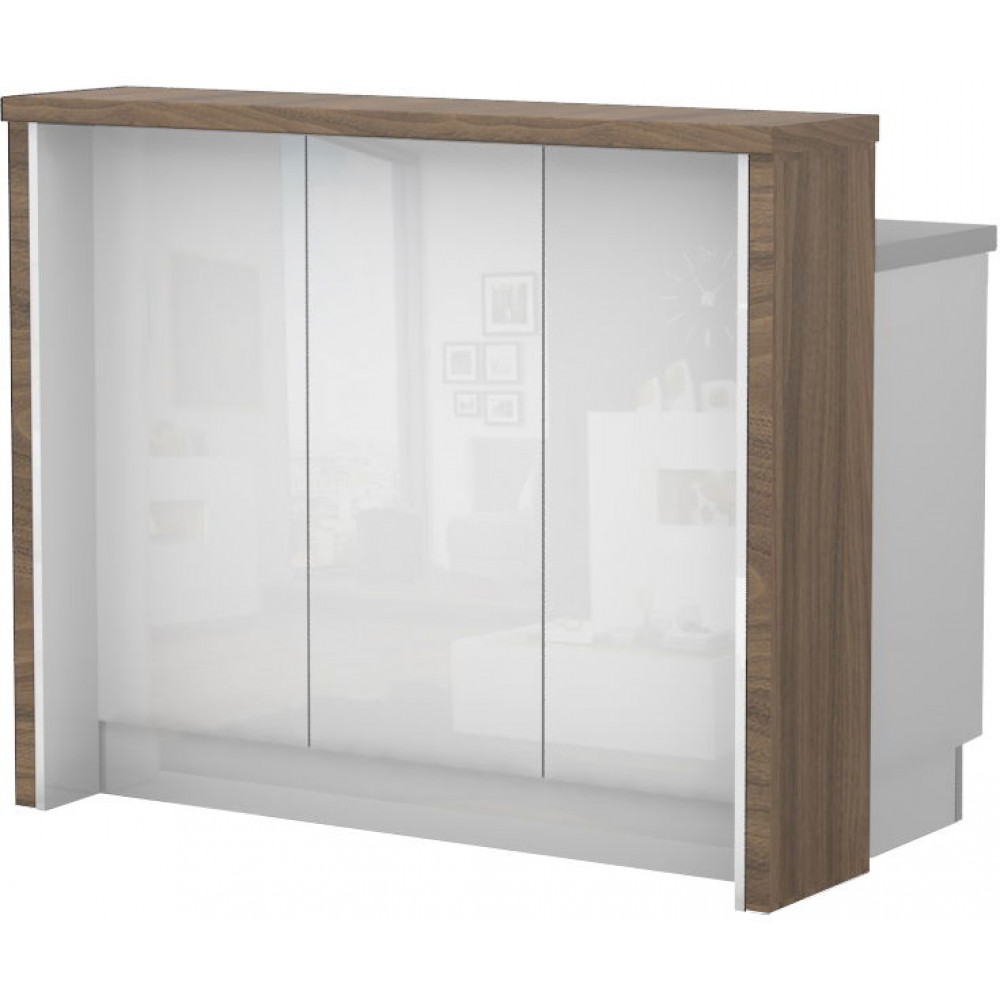 Πάγκος νησίδας Raval-Μήκος: 120 εκ.-Λευκό γυαλιστερό-Carini Wallnut