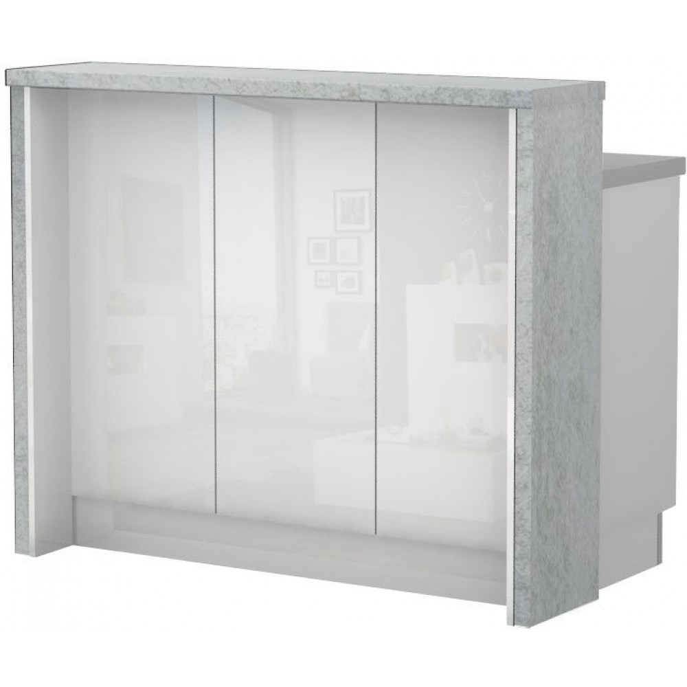 Πάγκος νησίδας Raval-Μήκος: 120 εκ.-Λευκό γυαλιστερό-Chromix Silver