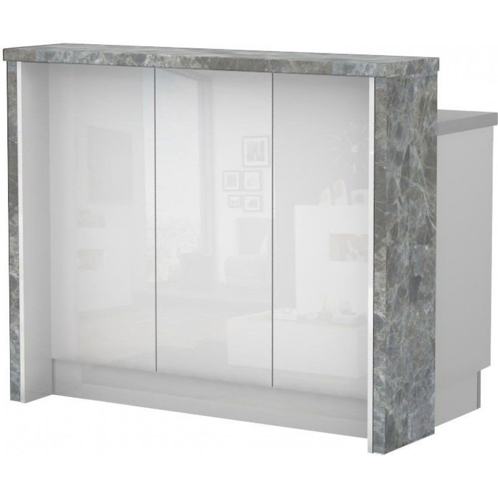 Πάγκος νησίδας Raval-Μήκος: 120 εκ.-Λευκό γυαλιστερό-Siena Marble