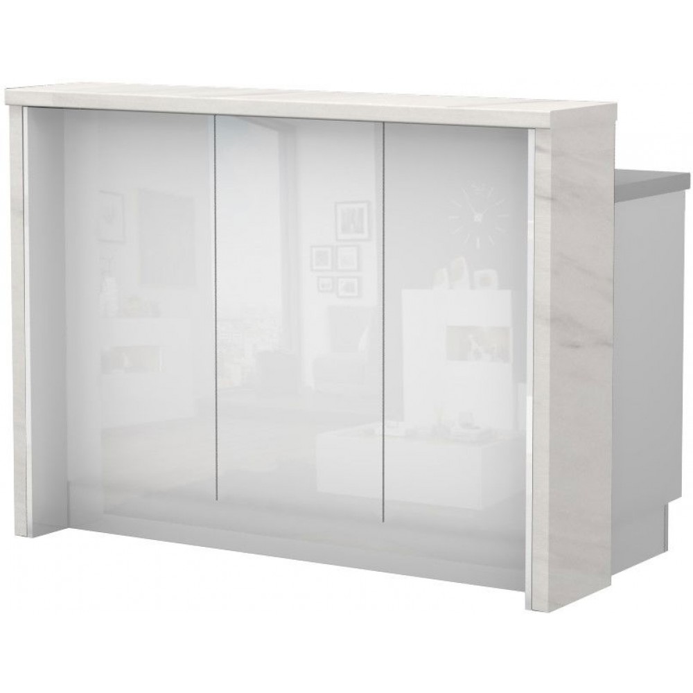 Πάγκος νησίδας Raval-Μήκος: 135 εκ.-Λευκό γυαλιστερό-White Marble