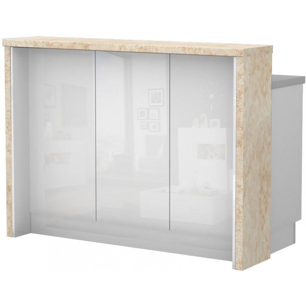 Πάγκος νησίδας Raval-Μήκος: 135 εκ.-Λευκό γυαλιστερό-Latino Marble