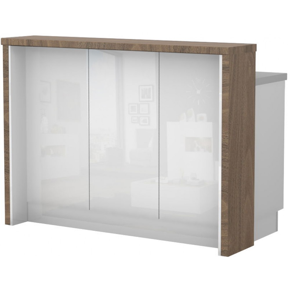 Πάγκος νησίδας Raval-Μήκος: 135 εκ.-Λευκό γυαλιστερό-Carini Wallnut