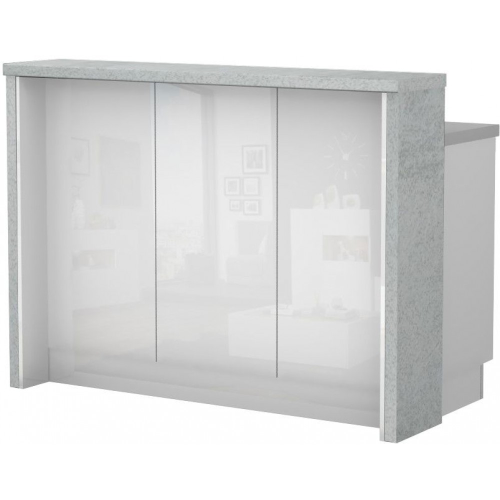 Πάγκος νησίδας Raval-Μήκος: 135 εκ.-Λευκό γυαλιστερό-Chromix Silver