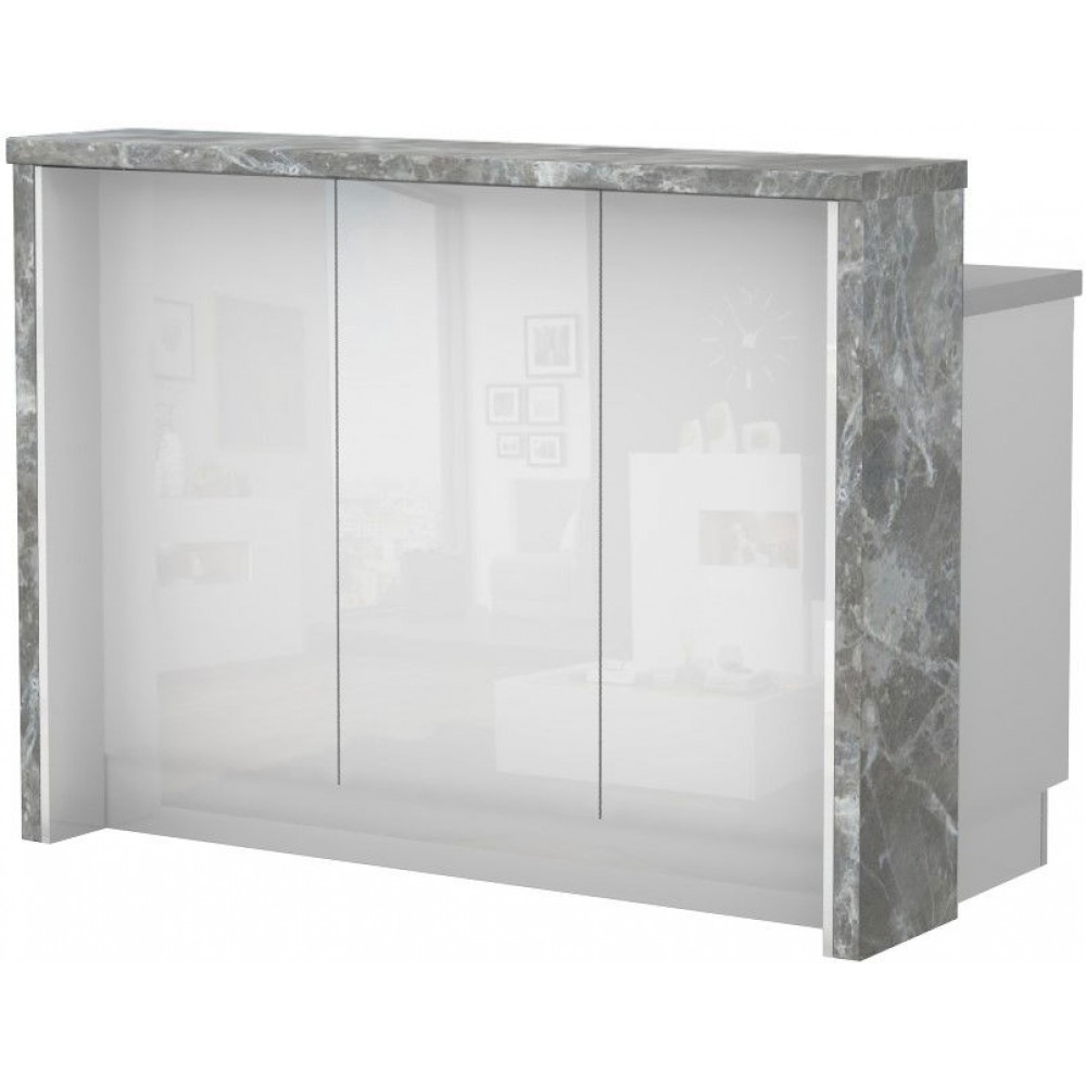 Πάγκος νησίδας Raval-Μήκος: 135 εκ.-Λευκό γυαλιστερό-Siena Marble