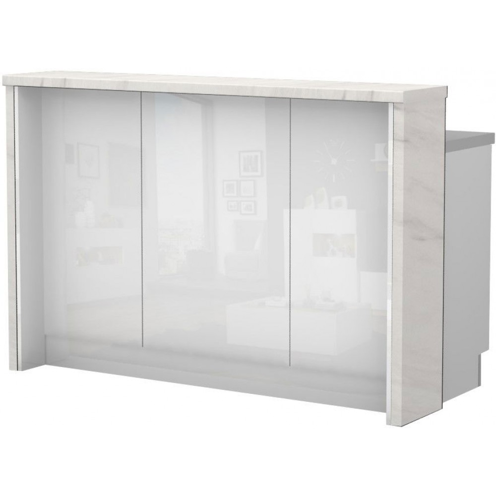 Πάγκος νησίδας Raval-Μήκος: 150 εκ.-Λευκό γυαλιστερό-White Marble