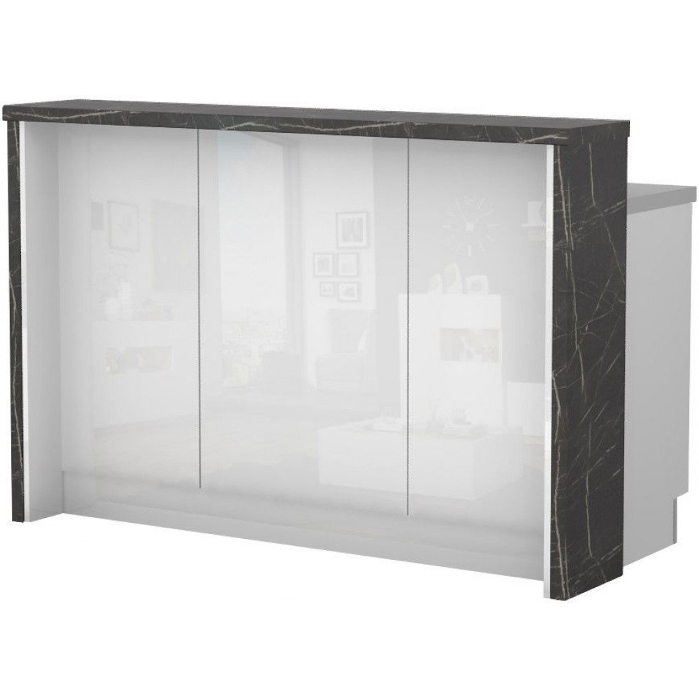 Πάγκος νησίδας Raval-Μήκος: 150 εκ.-Λευκό γυαλιστερό-Black Stone