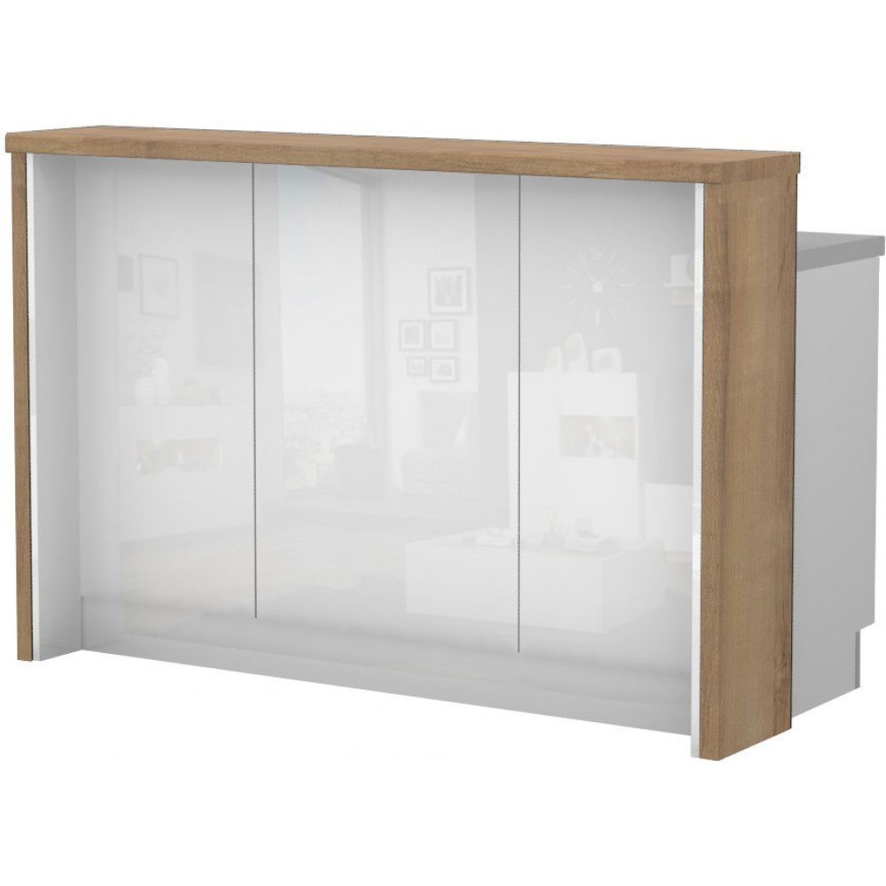 Πάγκος νησίδας Raval-Μήκος: 150 εκ.-Λευκό γυαλιστερό-Pacific Wallnut