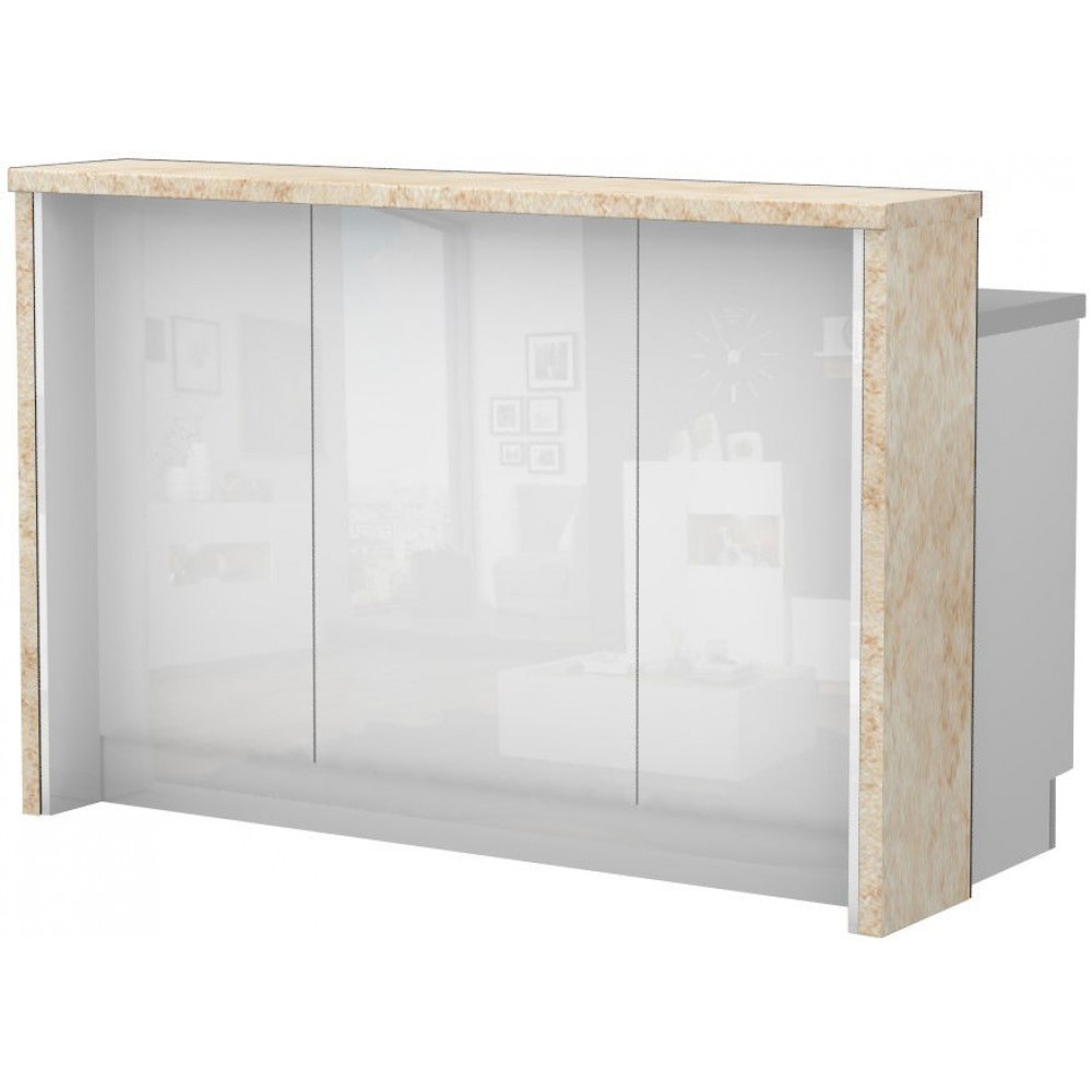 Πάγκος νησίδας Raval-Μήκος: 150 εκ.-Λευκό γυαλιστερό-Latino Marble