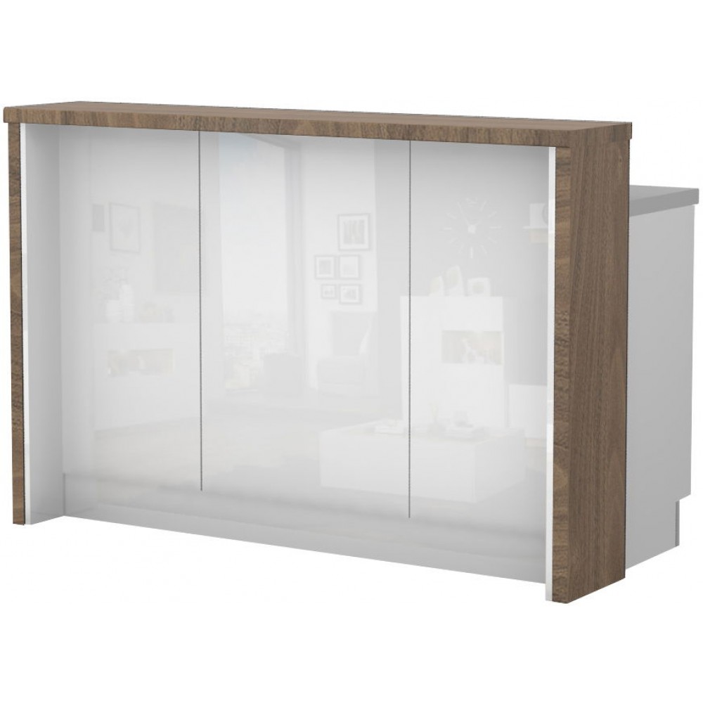 Πάγκος νησίδας Raval-Μήκος: 150 εκ.-Λευκό γυαλιστερό-Carini Wallnut