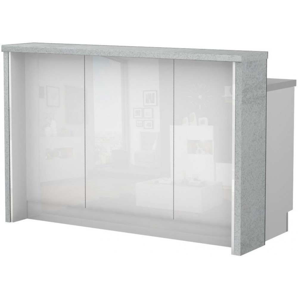 Πάγκος νησίδας Raval-Μήκος: 150 εκ.-Λευκό γυαλιστερό-Chromix Silver