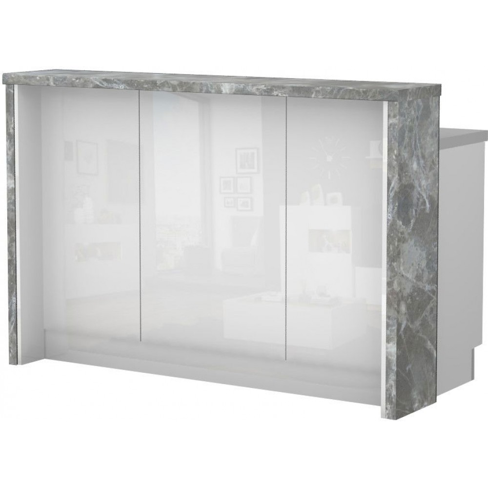 Πάγκος νησίδας Raval-Μήκος: 150 εκ.-Λευκό γυαλιστερό-Siena Marble