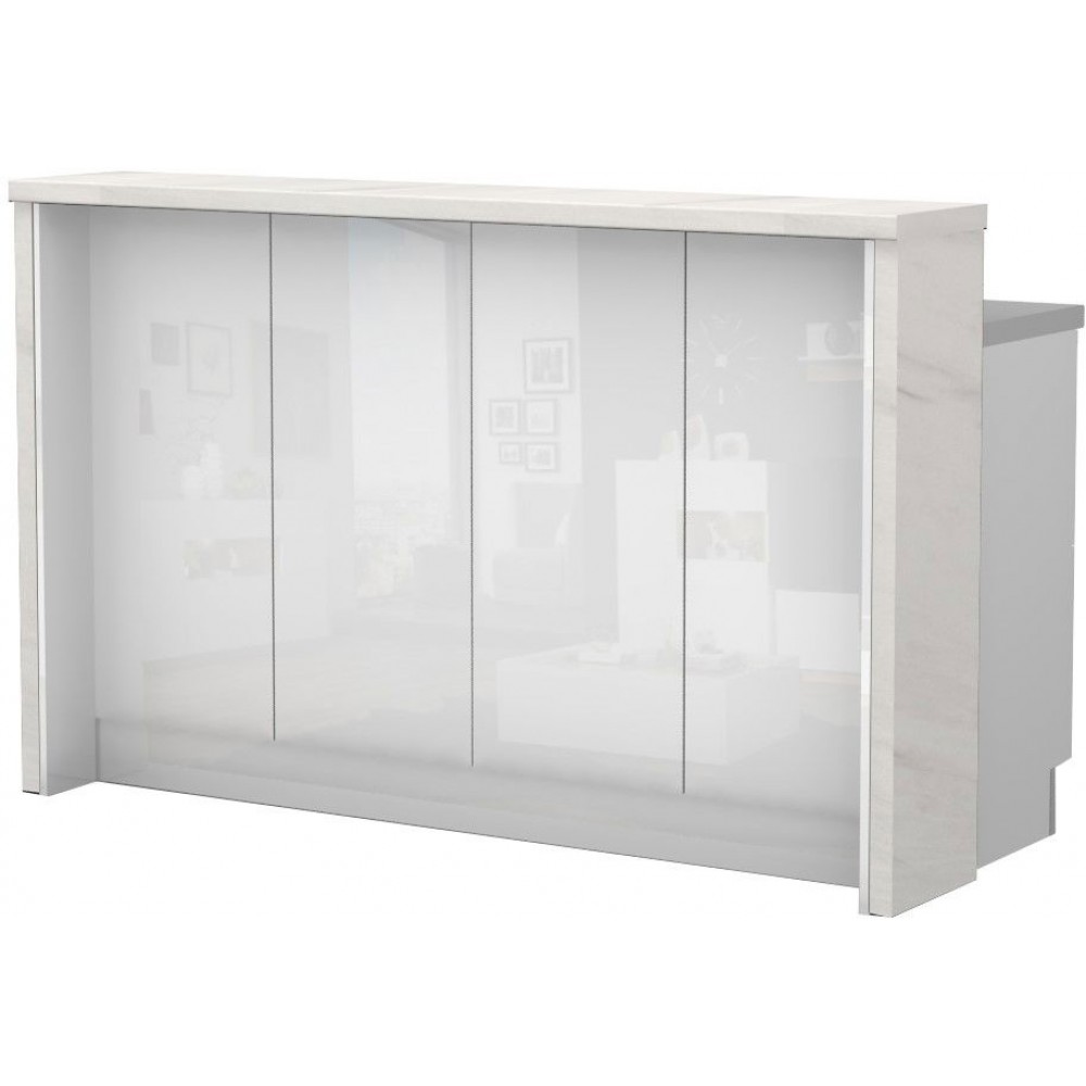 Πάγκος νησίδας Raval-Μήκος: 160 εκ.-Λευκό γυαλιστερό-White Marble