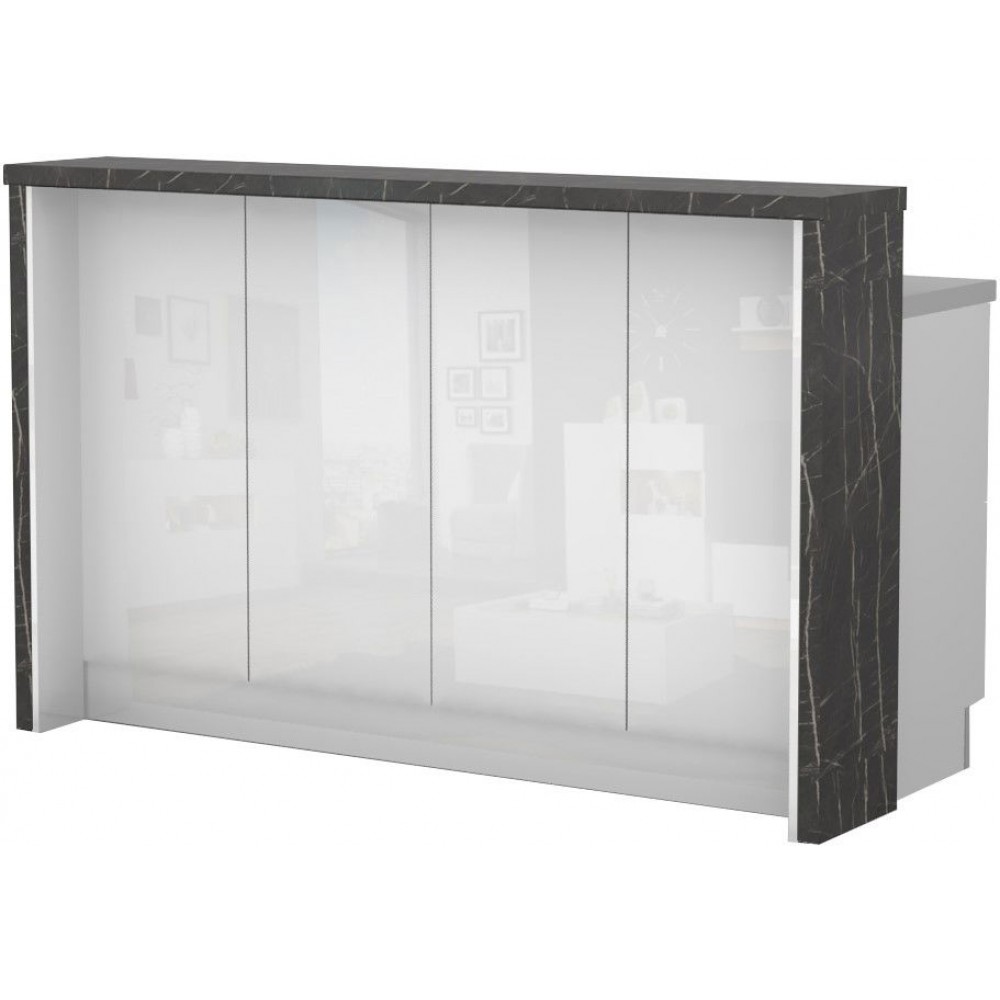 Πάγκος νησίδας Raval-Μήκος: 160 εκ.-Λευκό γυαλιστερό-Black Stone