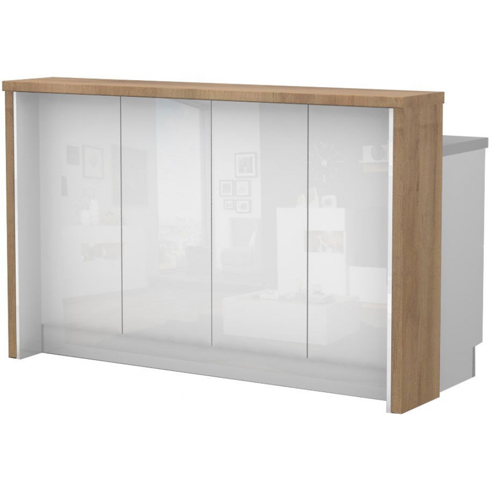 Πάγκος νησίδας Raval-Μήκος: 160 εκ.-Λευκό γυαλιστερό-Pacific Wallnut