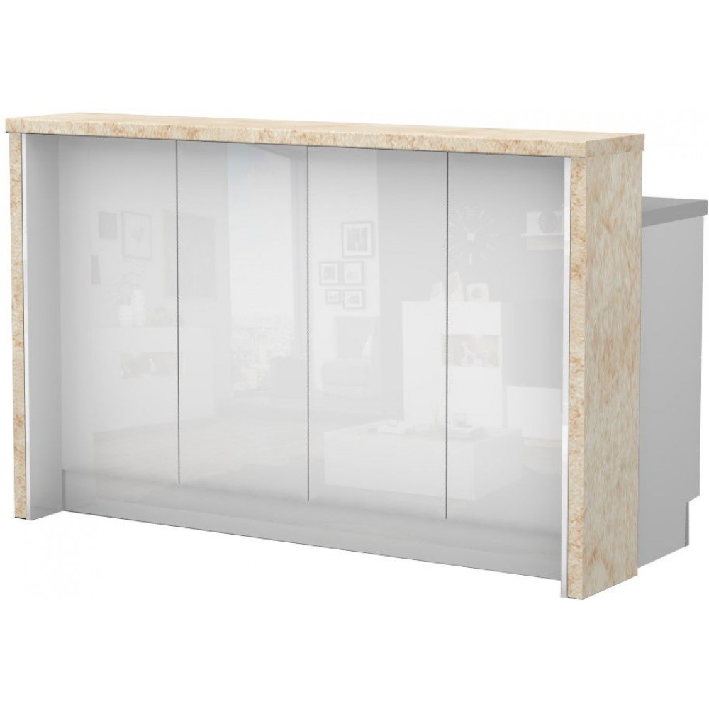 Πάγκος νησίδας Raval-Μήκος: 160 εκ.-Λευκό γυαλιστερό-Latino Marble