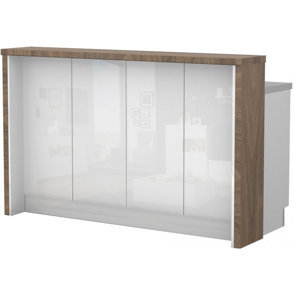 Πάγκος νησίδας Raval-Μήκος: 160 εκ.-Λευκό γυαλιστερό-Carini Wallnut