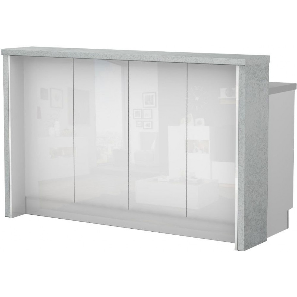 Πάγκος νησίδας Raval-Μήκος: 160 εκ.-Λευκό γυαλιστερό-Chromix Silver