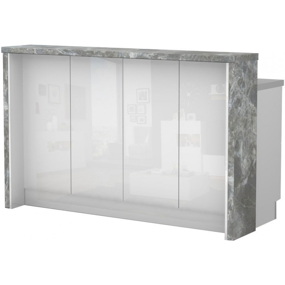 Πάγκος νησίδας Raval-Μήκος: 160 εκ.-Λευκό γυαλιστερό-Siena Marble