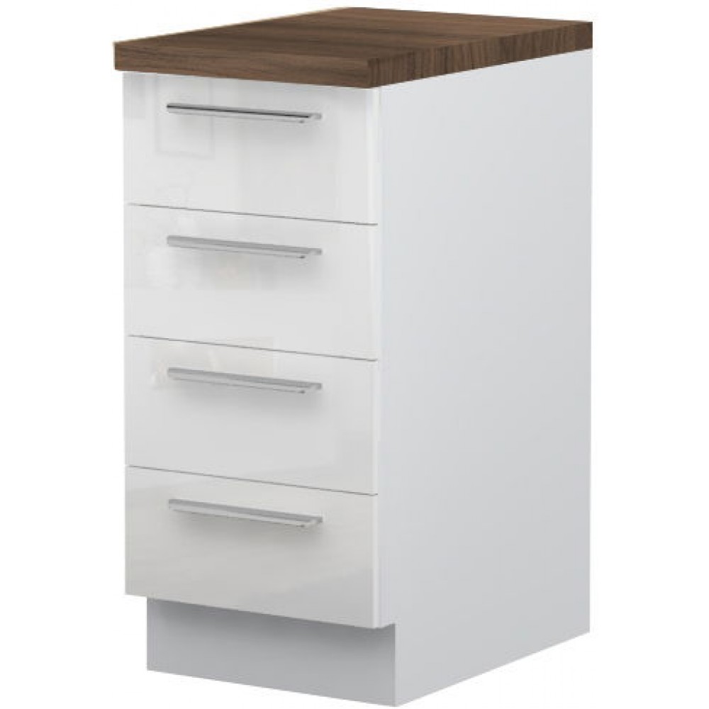 Επιδαπέδιο ντουλάπι Raval R-40-4F-Λευκό - Λευκό γυαλιστερό