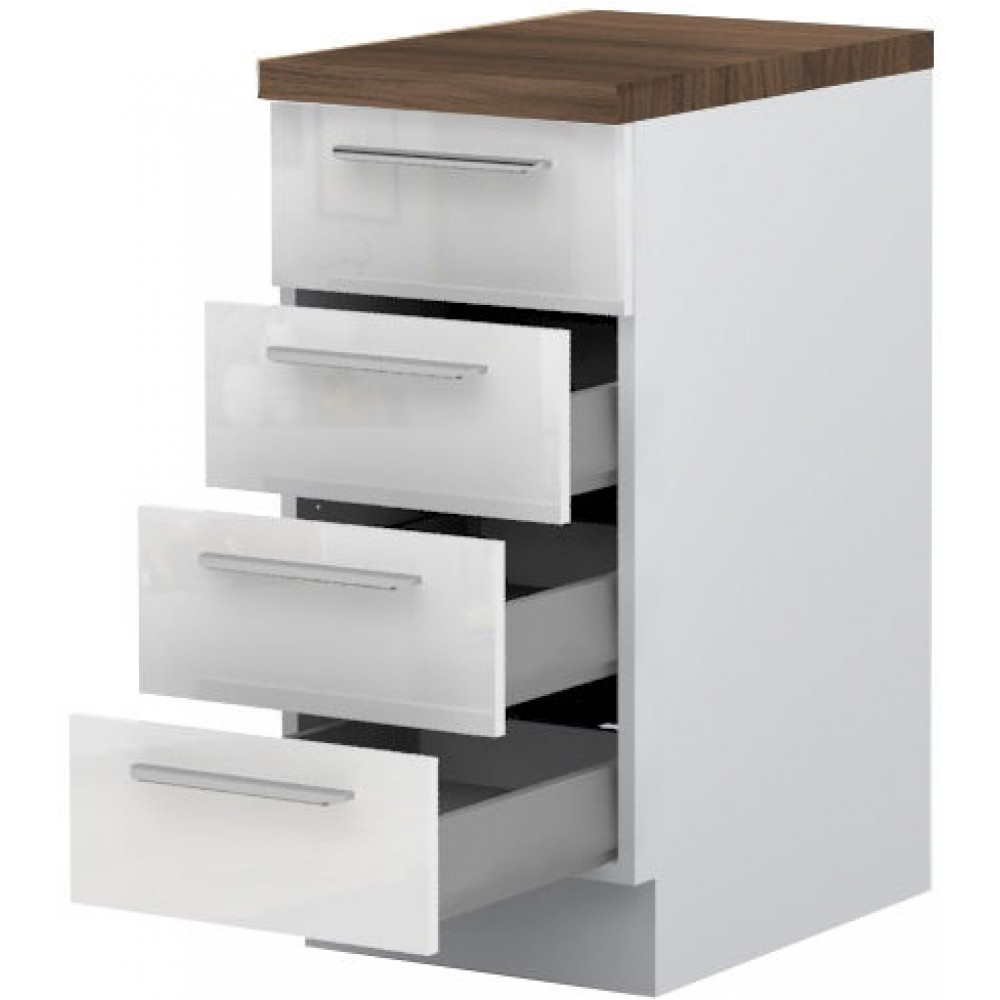 Επιδαπέδιο ντουλάπι Raval R-40-4MBOX-Λευκό - Λευκό γυαλιστερό