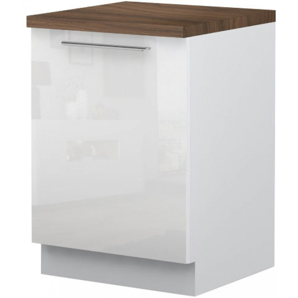 Επιδαπέδιο ντουλάπι Raval R-60-1K-Λευκό - Λευκό γυαλιστερό