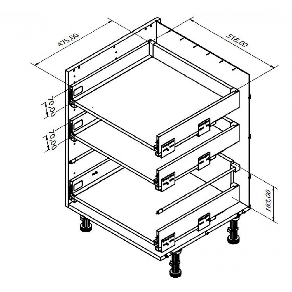 Επιδαπέδιο ντουλάπι Raval R-60-3MBOX-Λευκό - Λευκό γυαλιστερό