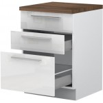 Επιδαπέδιο ντουλάπι Raval R-60-3MBOX-Λευκό - Λευκό γυαλιστερό