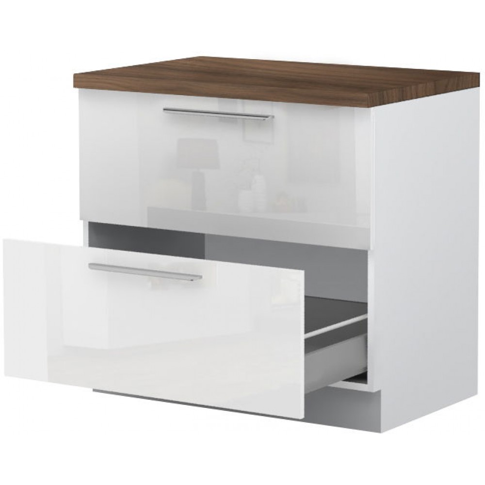 Επιδαπέδιο ντουλάπι Raval R-90-2MBOX-Λευκό - Λευκό γυαλιστερό