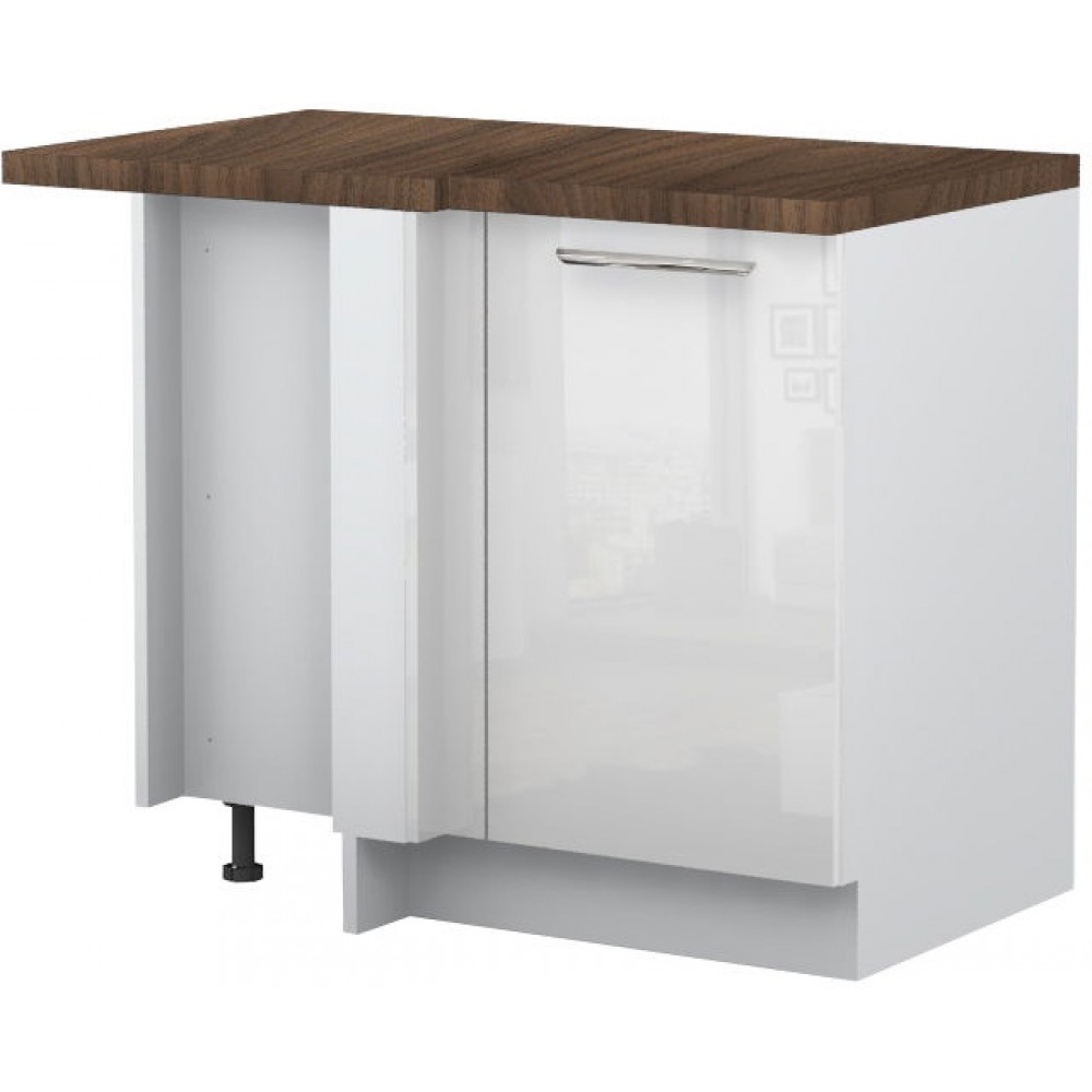 Επιδαπέδιο γωνιακό ντουλάπι Raval R-UG-1K-Λευκό - Λευκό γυαλιστερό