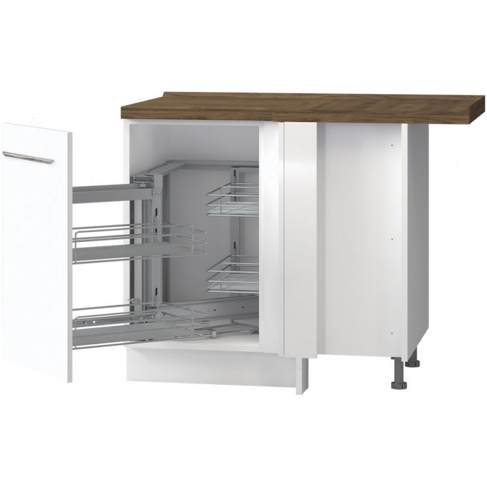 Επιδαπέδιο γωνιακό ντουλάπι Raval R-UG-1KMC-Λευκό - Λευκό γυαλιστερό-Αριστερά