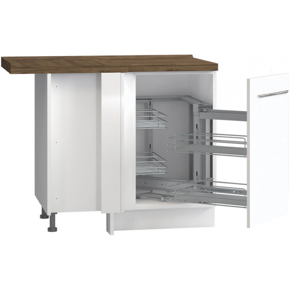 Επιδαπέδιο γωνιακό ντουλάπι Raval R-UG-1KMC-Λευκό - Λευκό γυαλιστερό-Δεξιά