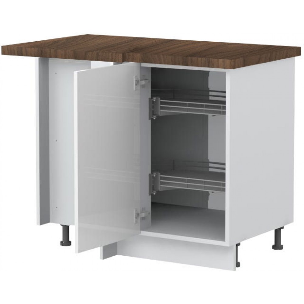 Επιδαπέδιο γωνιακό ντουλάπι Raval R-UG-1KZA-Λευκό - Λευκό γυαλιστερό