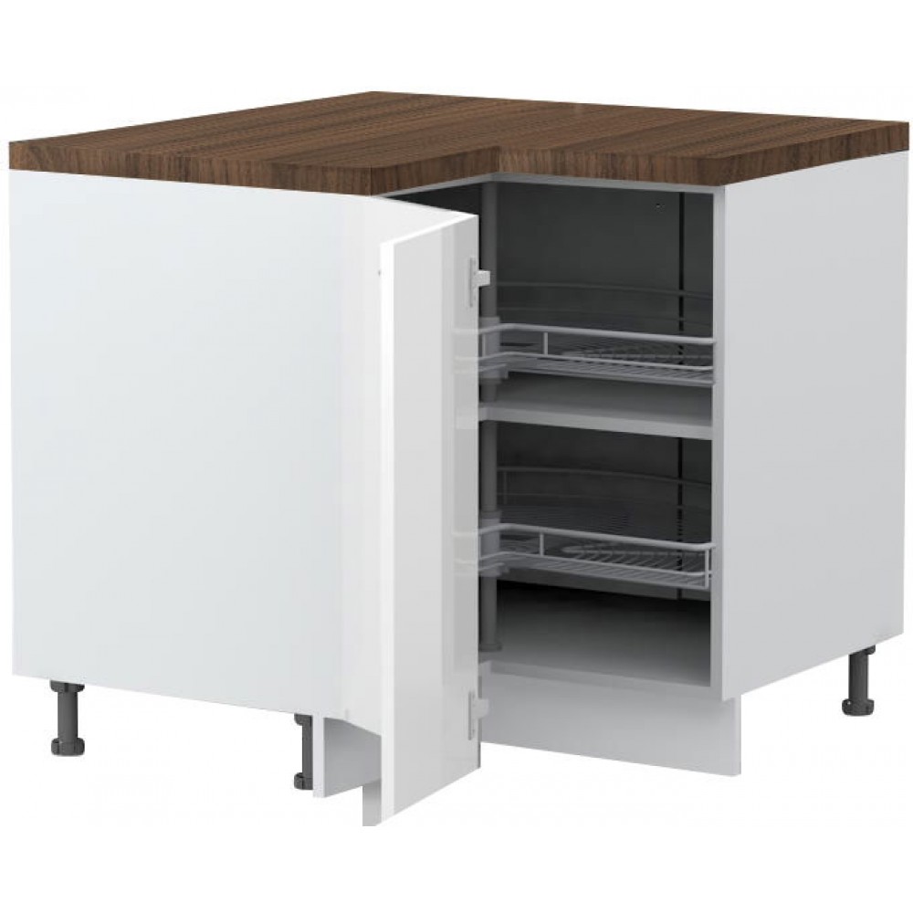 Επιδαπέδιο γωνιακό ντουλάπι Raval R-UG-2KZA-Λευκό - Λευκό γυαλιστερό