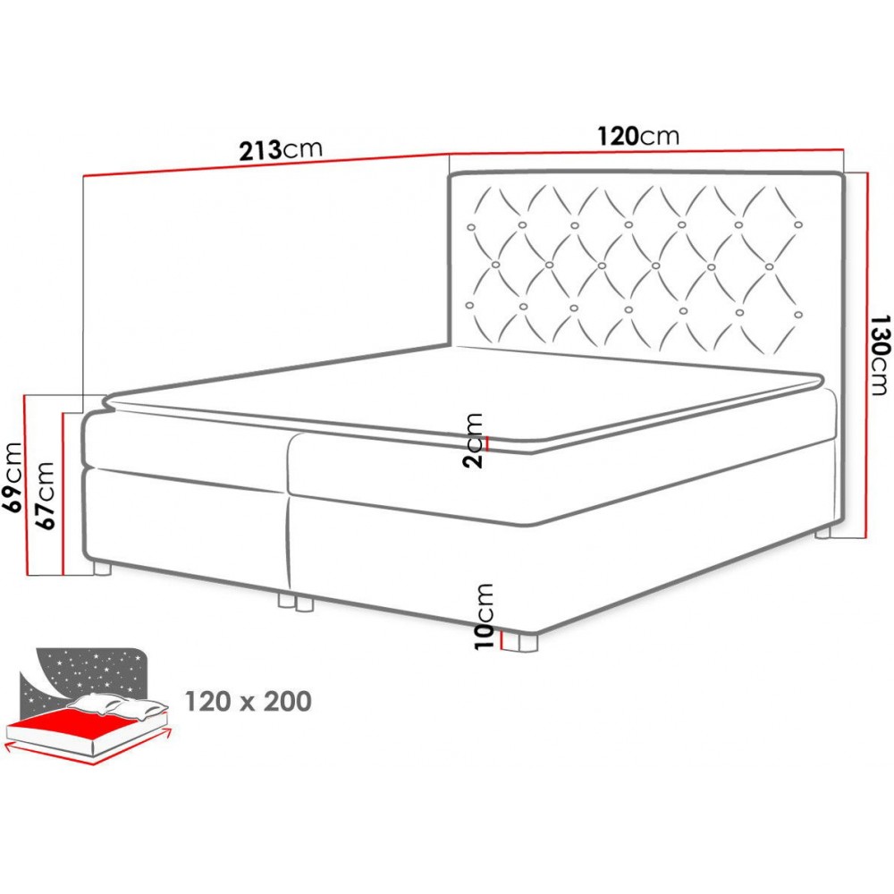 Επενδυμένο κρεβάτι Roma-Kokkino-120 x 200