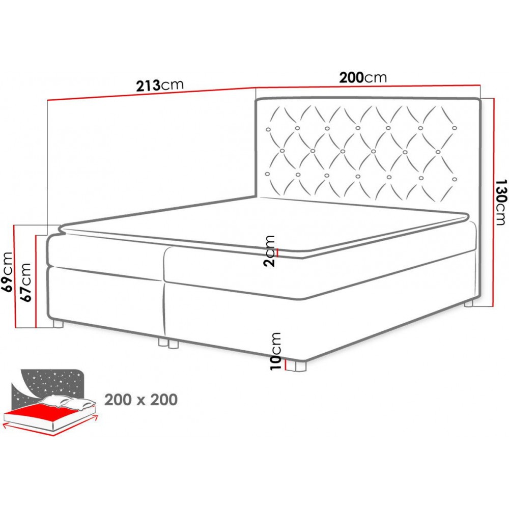 Επενδυμένο κρεβάτι Roma-Kokkino-200 x 200