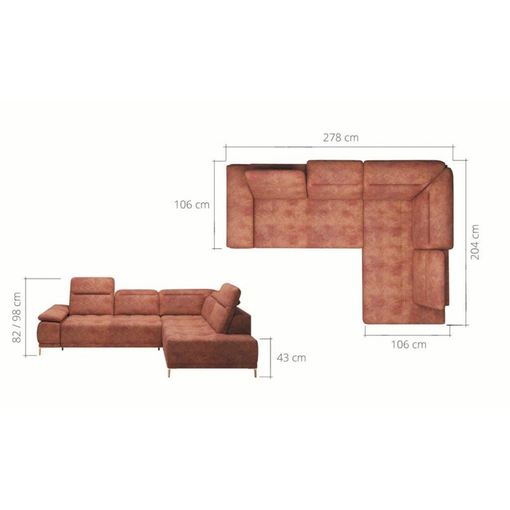 Γωνιακός καναπές Jolie-Portokali-Δεξιά