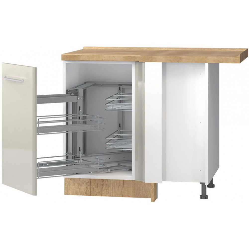 Επιδαπέδιο γωνιακό ντουλάπι Modena R-UG-1KMC-Λευκό - Γκρι ανοιχτό-Αριστερά