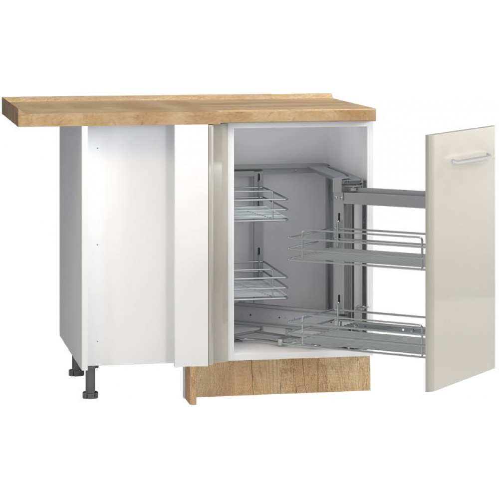 Επιδαπέδιο γωνιακό ντουλάπι Modena R-UG-1KMC-Λευκό - Γκρι ανοιχτό-Δεξιά