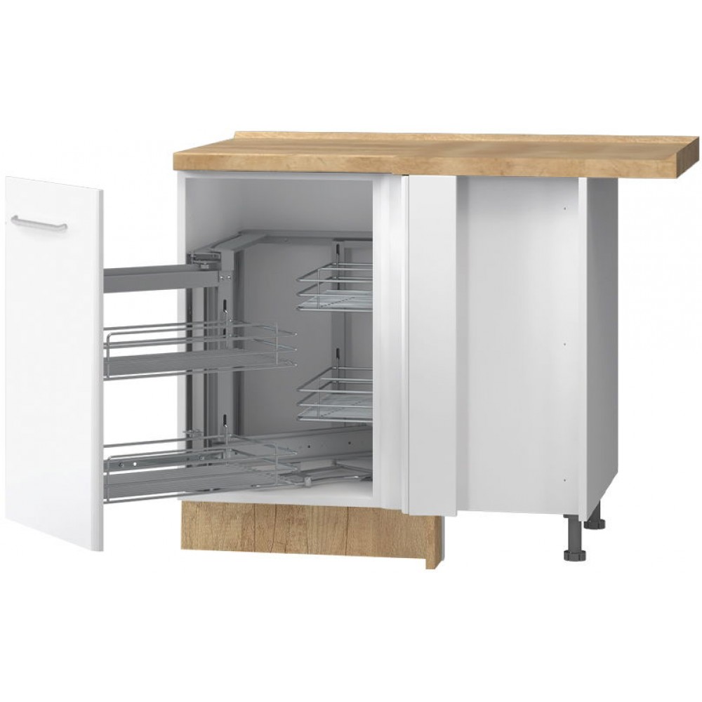 Επιδαπέδιο γωνιακό ντουλάπι Modena R-UG-1KMC-Λευκό - Λευκό γυαλιστερό-Αριστερά