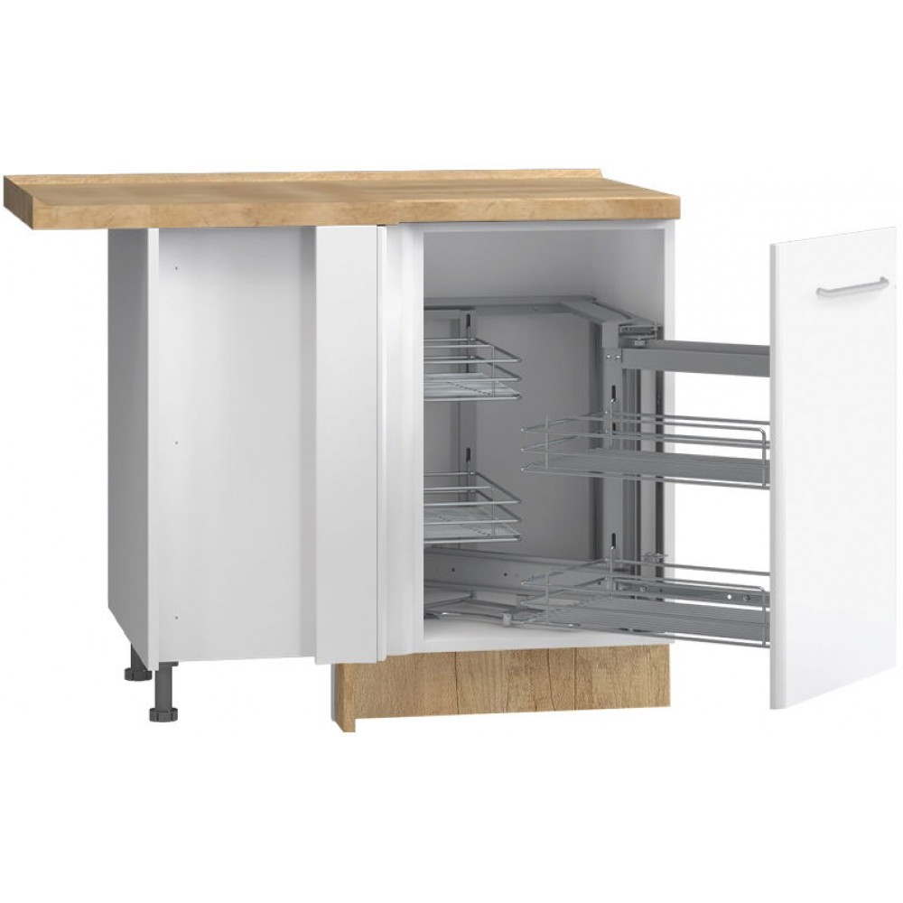 Επιδαπέδιο γωνιακό ντουλάπι Modena R-UG-1KMC-Λευκό - Λευκό γυαλιστερό-Δεξιά