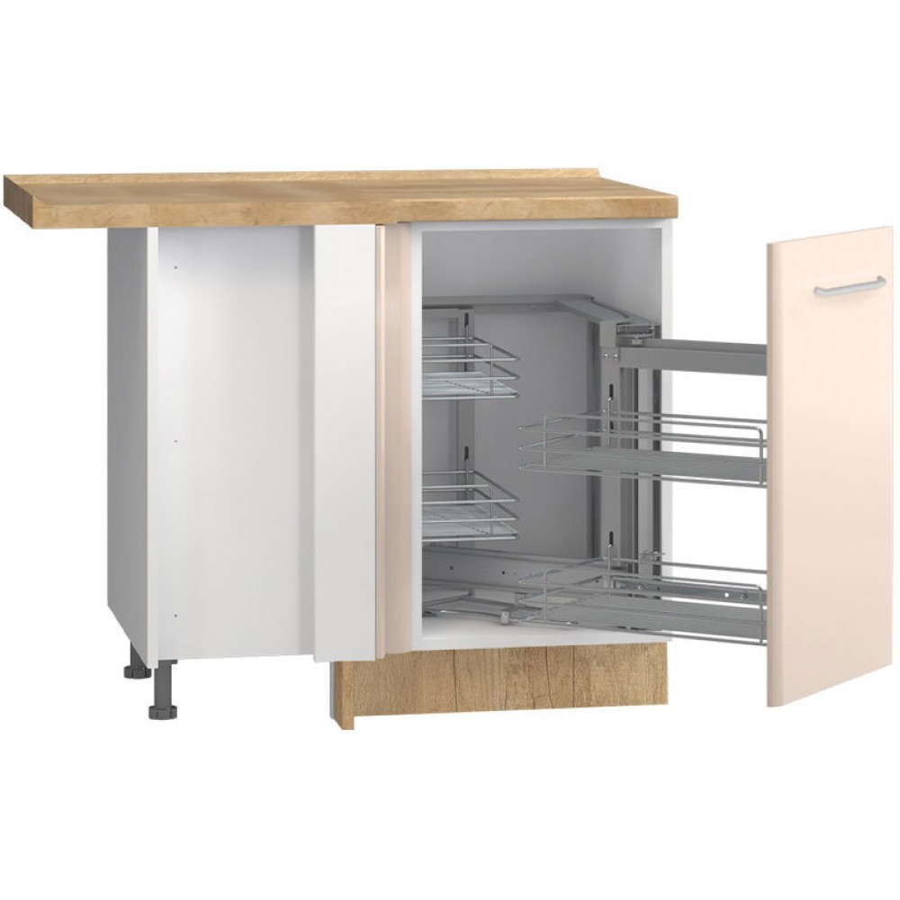 Επιδαπέδιο γωνιακό ντουλάπι Modena R-UG-1KMC-Λευκό - Μπεζ-Δεξιά