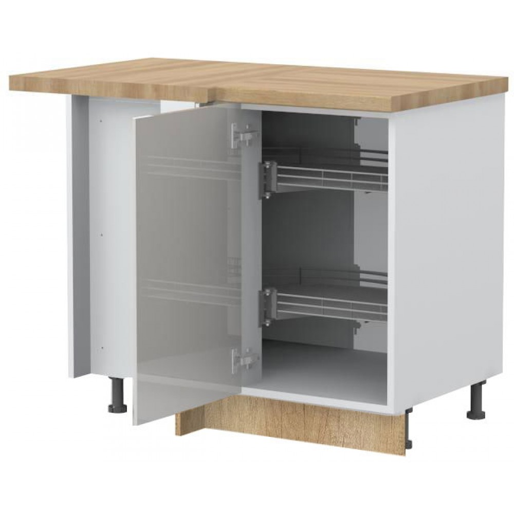 Επιδαπέδιο γωνιακό ντουλάπι Modena R-UG-1KZA-Λευκό - Γκρι ανοιχτό