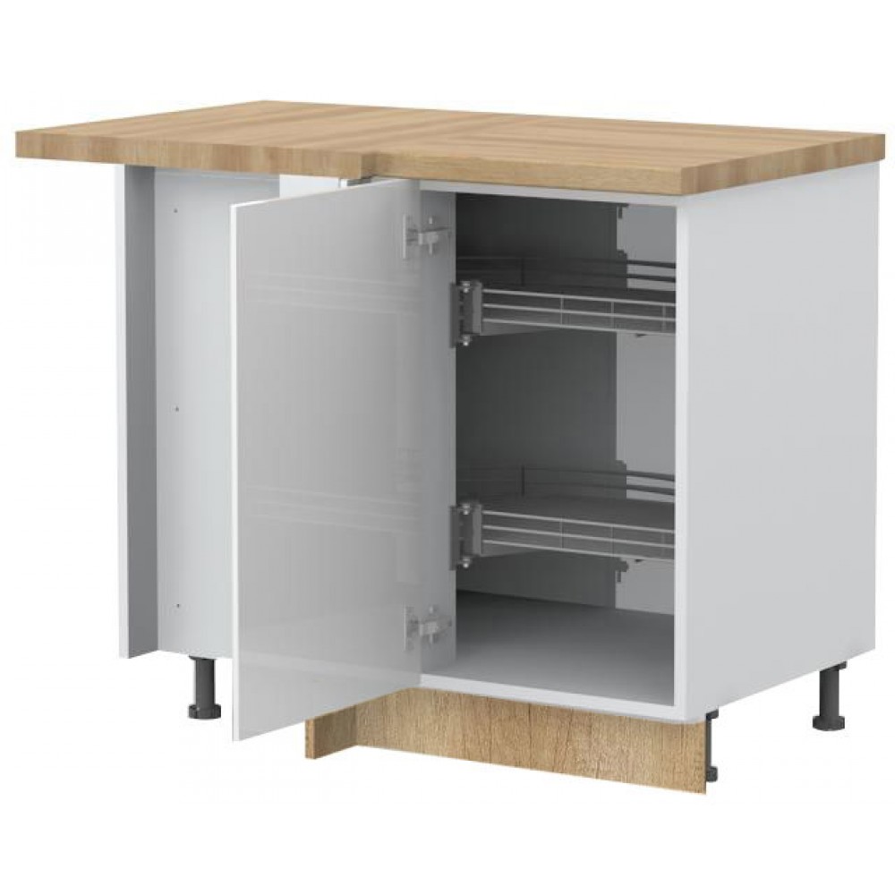 Επιδαπέδιο γωνιακό ντουλάπι Modena R-UG-1KZA-Λευκό - Λευκό γυαλιστερό