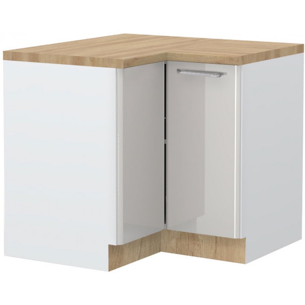 Επιδαπέδιο γωνιακό ντουλάπι Modena R-UG-2K-Λευκό - Γκρι ανοιχτό