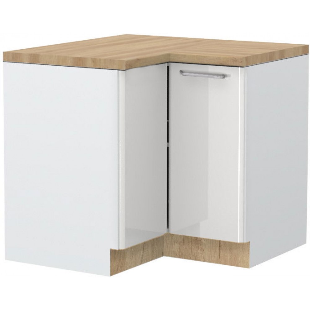 Επιδαπέδιο γωνιακό ντουλάπι Modena R-UG-2K-Λευκό - Λευκό γυαλιστερό