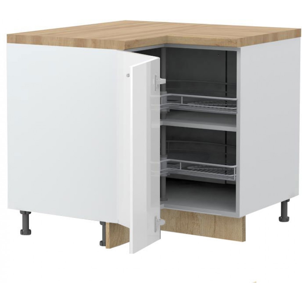 Επιδαπέδιο γωνιακό ντουλάπι Modena R-UG-2KZA-Λευκό - Λευκό γυαλιστερό