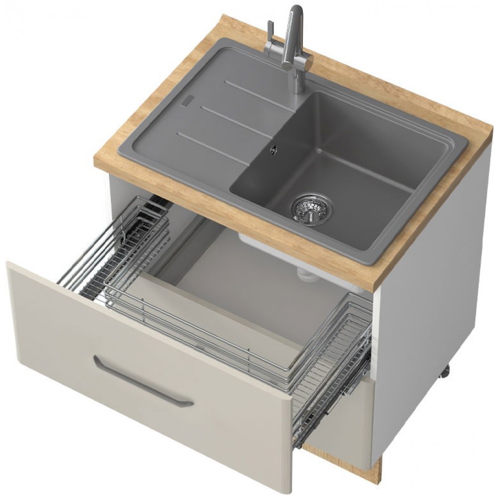 Επιδαπέδιο ντουλάπι νεροχύτη Modena R-80-2MZ-Λευκό - Γκρι ανοιχτό