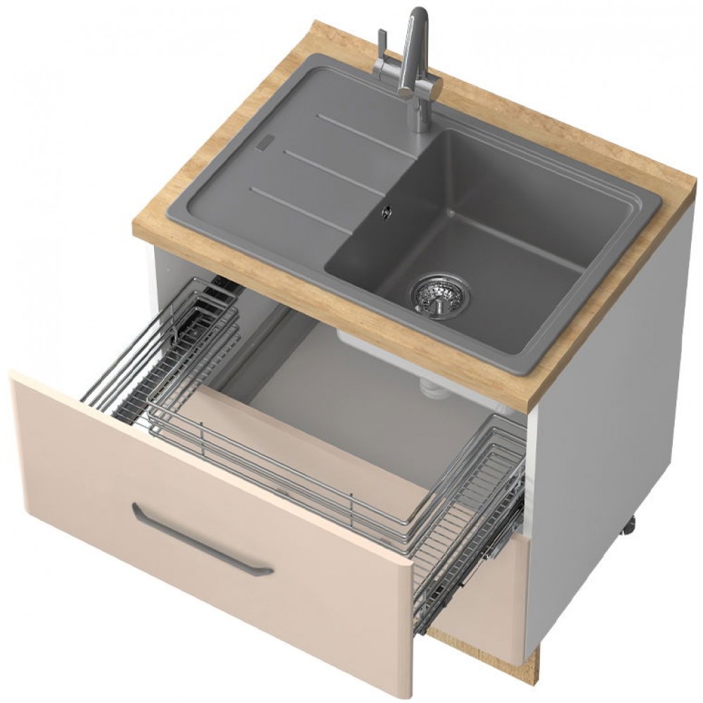 Επιδαπέδιο ντουλάπι νεροχύτη Modena R-80-2MZ-Λευκό - Μπεζ