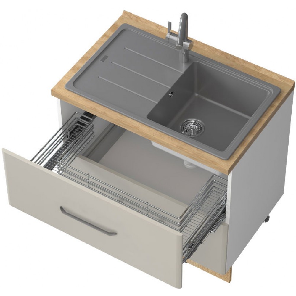 Επιδαπέδιο ντουλάπι νεροχύτη Modena R-90-2MZ-Λευκό - Γκρι ανοιχτό