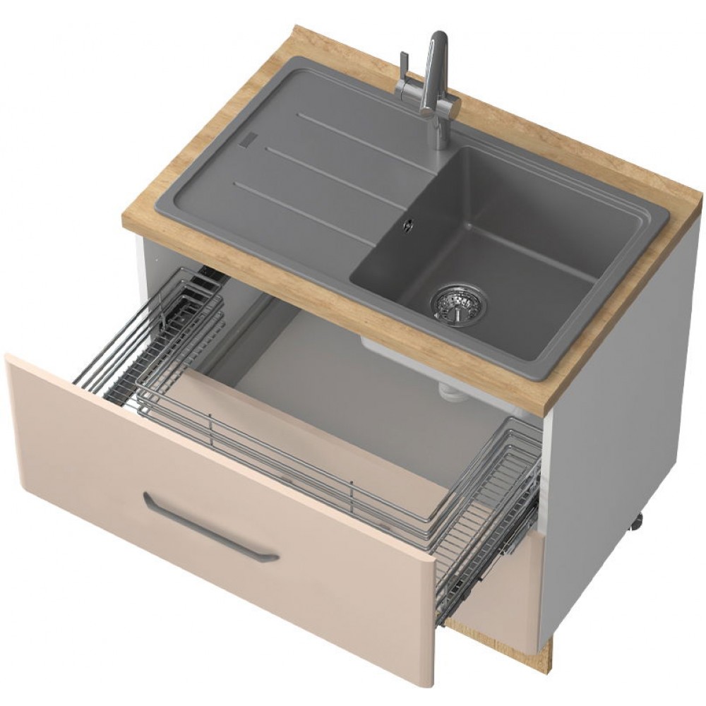 Επιδαπέδιο ντουλάπι νεροχύτη Modena R-90-2MZ-Λευκό - Μπεζ